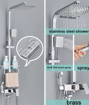 Regendouche Doucheset met Mengkraan – Messing Douchekraan voor Badkamer