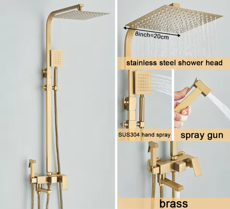 Regendouche Doucheset met Mengkraan – Messing Douchekraan voor Badkamer