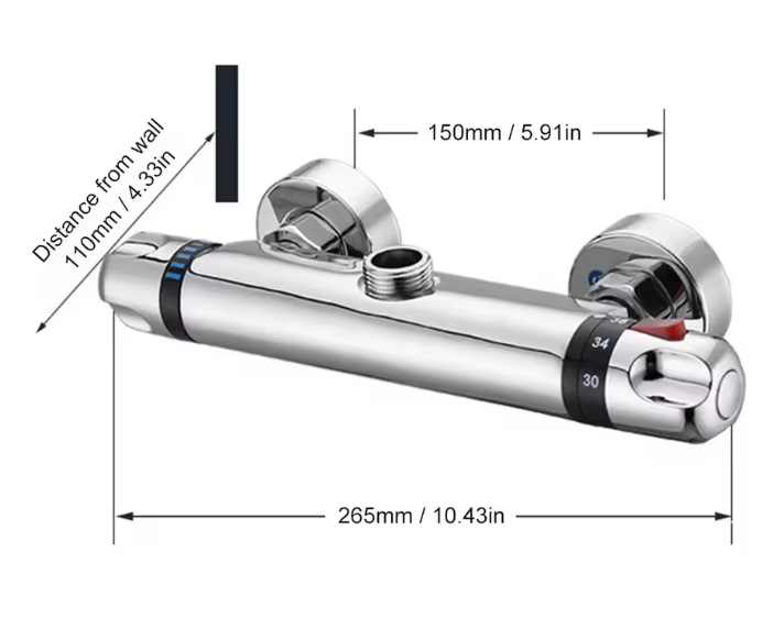 Thermostatische Douche Mengkraan 38 °C – Wandmontage Mengventiel