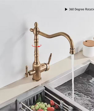 Keukenkraan met Drinkwaterfunctie – Dubbelhendel Mengkraan 360° Draaibaar