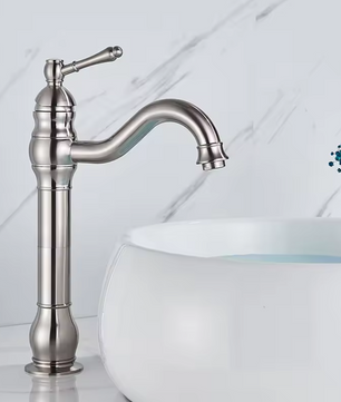 Antieke Messing Wastafelkraan met Mengfunctie – Badkamerkraan voor Warm en Koud Water