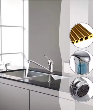 Chroom Keukenkraan met 360° Draaibare Uitloop – Messing Mengkraan met Éénhendel Bediening, Waterbesparend en Duurzaam