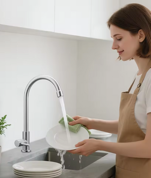 RVS Keukenkraan Koud Water met 360° Draaibare Uitloop – Éénhendel Kraan
