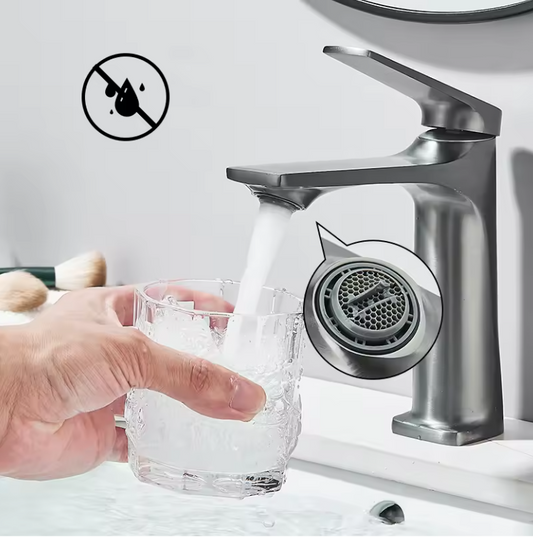 Moderne Badkamer Wastafelkraan met Eén Hendel – Warm en Koud Water, RVS Look