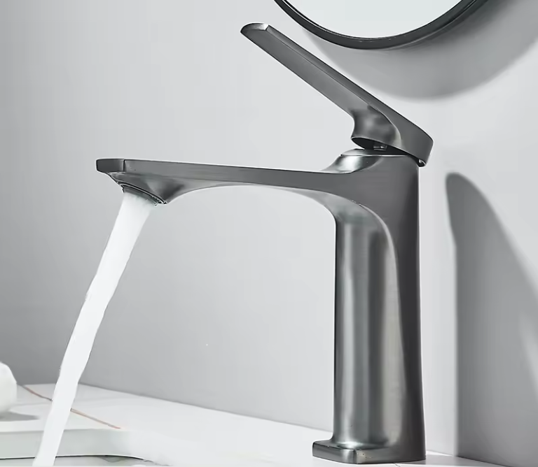 Moderne Badkamer Wastafelkraan met Eén Hendel – Warm en Koud Water, RVS Look