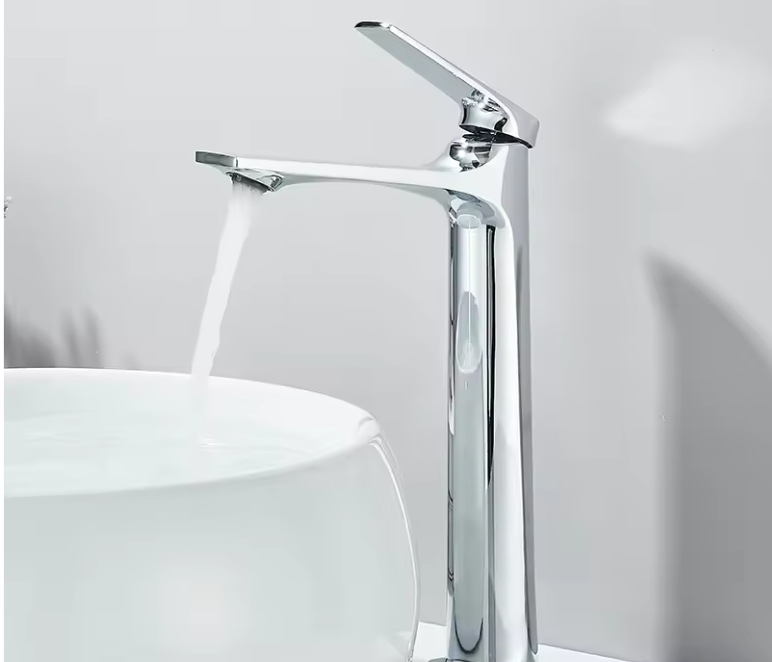 Moderne Badkamer Wastafelkraan met Eén Hendel – Warm en Koud Water, RVS Look