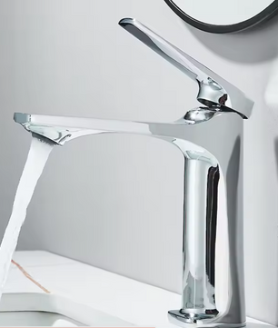 Moderne Badkamer Wastafelkraan met Eén Hendel – Warm en Koud Water, RVS Look
