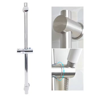 Verstelbare Douche Glijstang met 360° Draaibare Houder – RVS