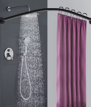 Set van 2 L-Vormige Uitschuifbare Douchegordijnrails Hoek – Zonder Boren, RVS