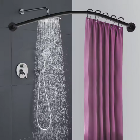 Set van 2 L-Vormige Uitschuifbare Douchegordijnrails Hoek – Zonder Boren, RVS