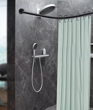 Uitschuifbare L-Vormige Douchegordijnrail Hoek – RVS, Zonder Boren