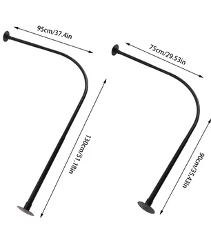 Uitschuifbare L-Vormige Douchegordijnrail Hoek – RVS, Zonder Boren
