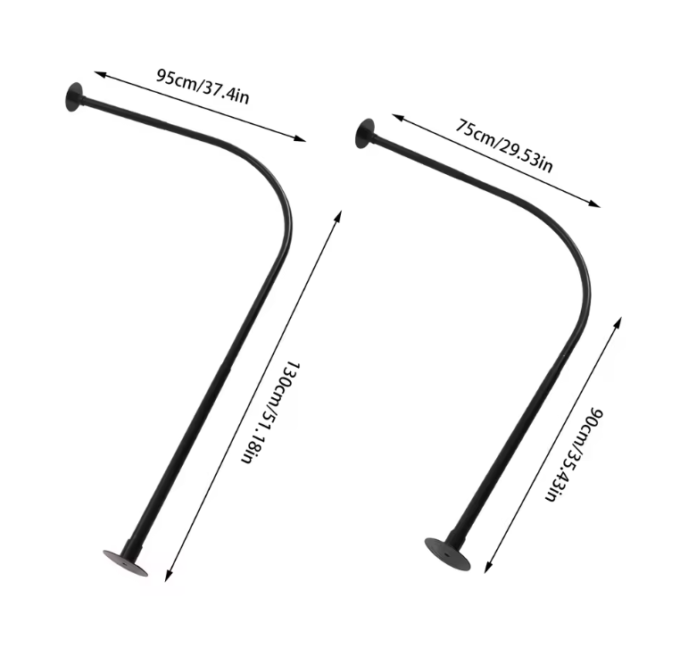 Uitschuifbare L-Vormige Douchegordijnrail Hoek – RVS, Zonder Boren