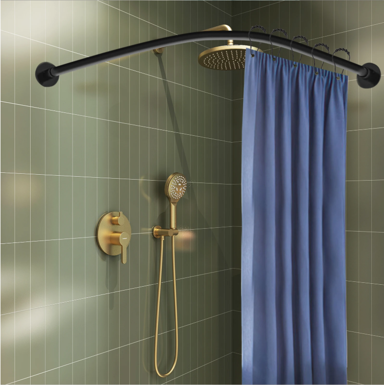 Uitschuifbare L-Vormige Douchegordijnrail Hoek – RVS, Zonder Boren