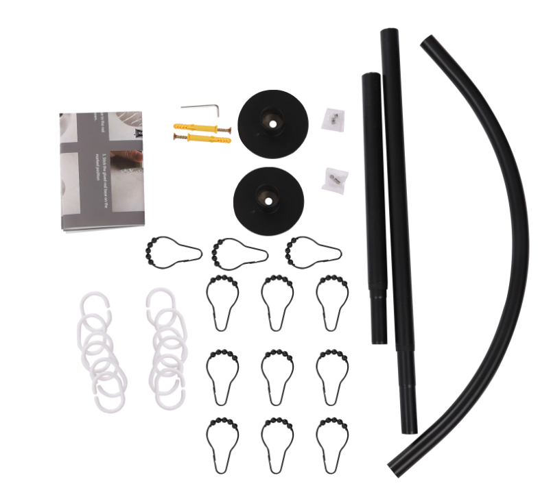 Uitschuifbare L-Vormige Douchegordijnrail Hoek – RVS, Zonder Boren