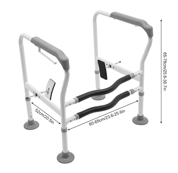 Verstelbaar Toilet Veiligheidsframe met Steunrails – Vrijstaand en Stabiel