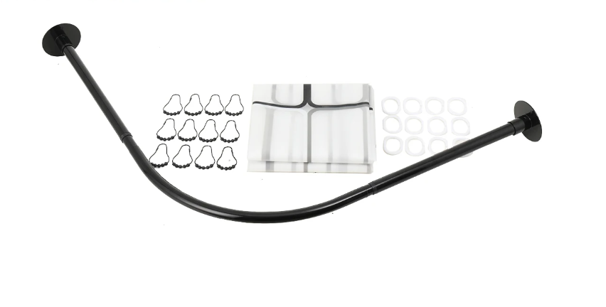 L-Vormige Uitschuifbare Douchegordijnrail Hoek – Zonder Boren, RVS