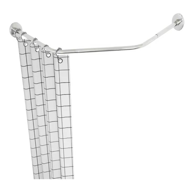 RVS Hoek Douchegordijnrail Uitschuifbaar – Zonder Boren, Verstelbaar