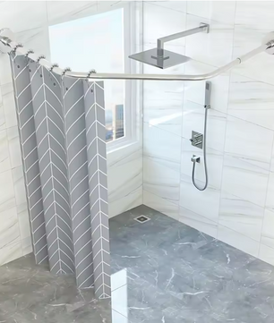 RVS Hoek Douchegordijnrail Uitschuifbaar – Zonder Boren, Verstelbaar