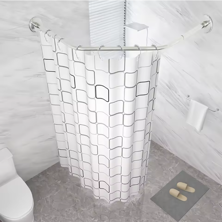 RVS Hoek Douchegordijnrail Uitschuifbaar – Zonder Boren, Verstelbaar