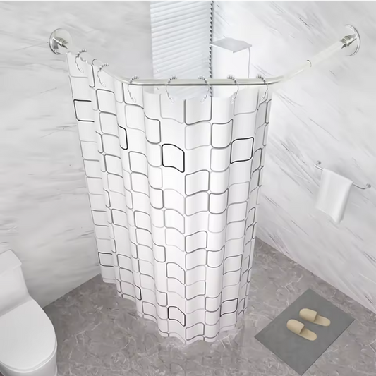 RVS Hoek Douchegordijnrail Uitschuifbaar – Zonder Boren, Verstelbaar