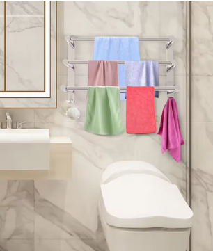Uitschuifbaar Handdoekrek met 3 Stangen en Haken – RVS Wandmontage