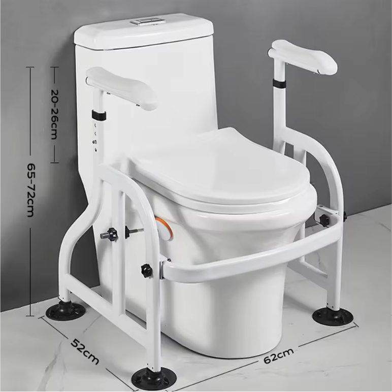 Verstelbare Toilet Armsteun met Zuignappen – Antislip Sta-Op Hulp van Koolstofstaal