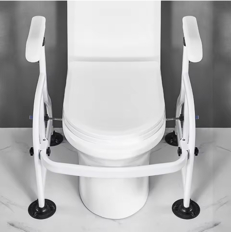Verstelbare Toilet Armsteun met Zuignappen – Antislip Sta-Op Hulp van Koolstofstaal
