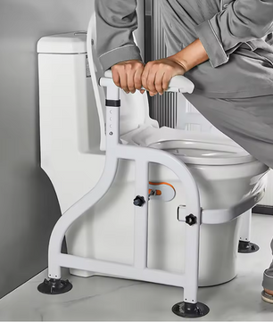Verstelbare Toilet Armsteun met Zuignappen – Antislip Sta-Op Hulp van Koolstofstaal