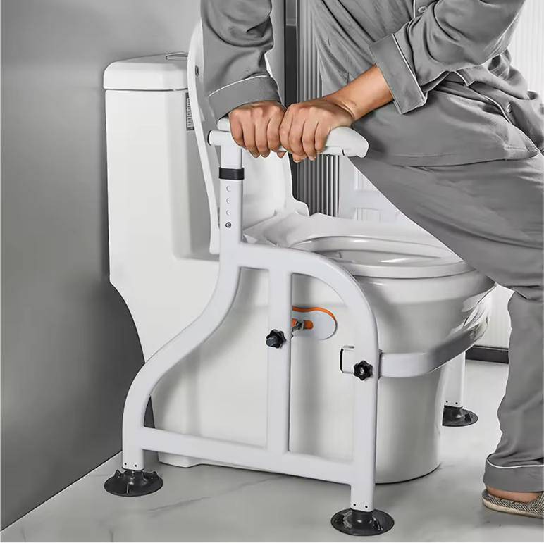 Verstelbare Toilet Armsteun met Zuignappen – Antislip Sta-Op Hulp van Koolstofstaal