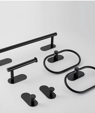 Zelfklevende Badkamer Accessoire Set zonder Boren – Handdoekhouder, Papierhouder en Haak van RVS