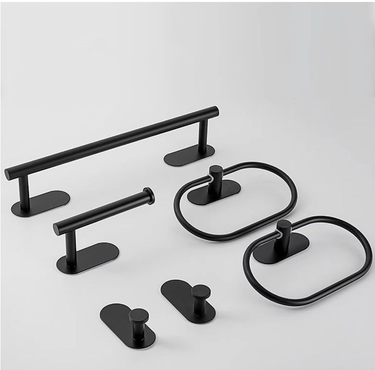 Zelfklevende Badkamer Accessoire Set zonder Boren – Handdoekhouder, Papierhouder en Haak van RVS