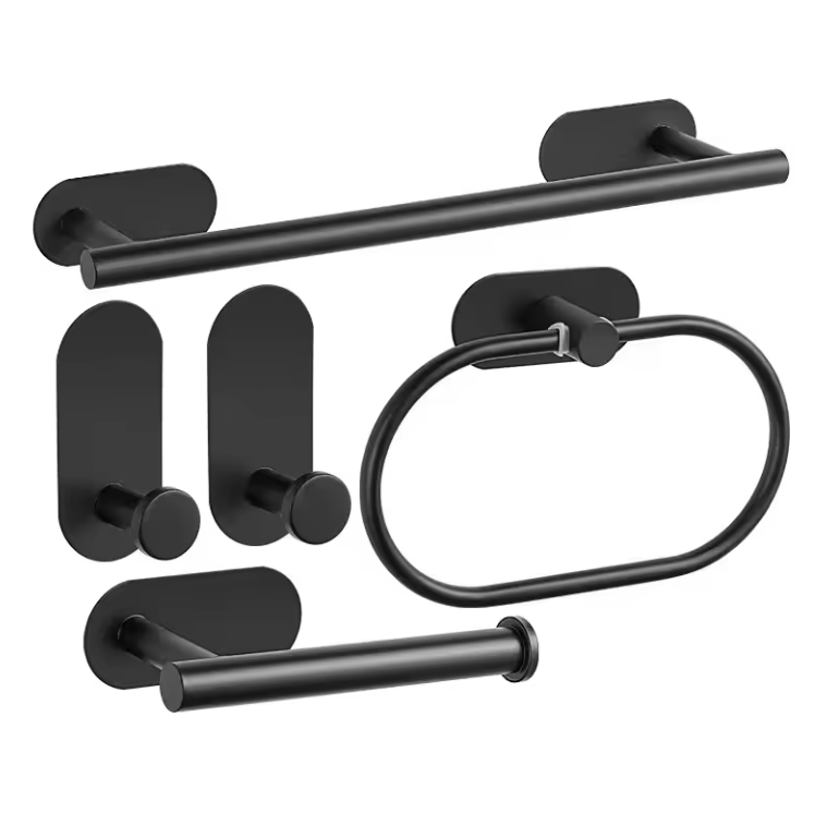 Zelfklevende Badkamer Accessoire Set zonder Boren – Handdoekhouder, Papierhouder en Haak van RVS