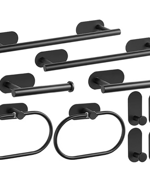 Zelfklevende Badkamer Accessoire Set zonder Boren – Handdoekhouder, Papierhouder en Haak van RVS