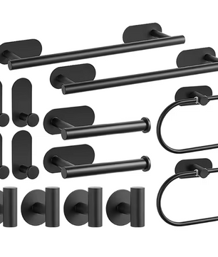 Zelfklevende Badkamer Accessoire Set zonder Boren – Handdoekhouder, Papierhouder en Haak van RVS