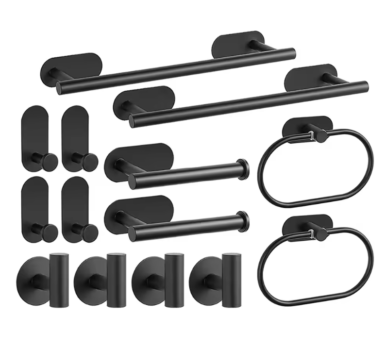 Zelfklevende Badkamer Accessoire Set zonder Boren – Handdoekhouder, Papierhouder en Haak van RVS