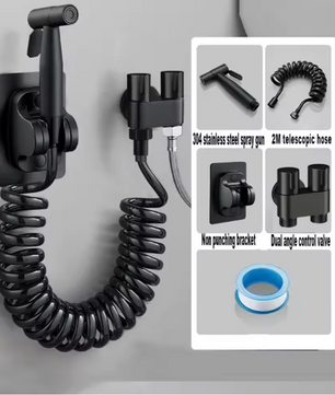 Handheld Toilet Bidet Douche Set met Handspuit – RVS, Zelfreinigend en Zonder Boren