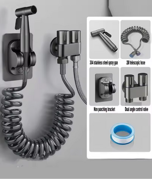 Handheld Toilet Bidet Douche Set met Handspuit – RVS, Zelfreinigend en Zonder Boren