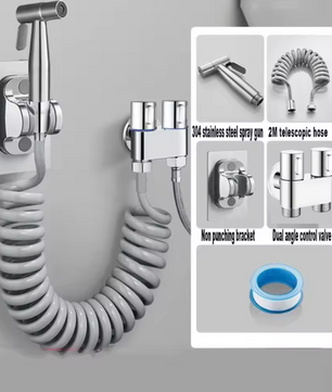 Handheld Toilet Bidet Douche Set met Handspuit – RVS, Zelfreinigend en Zonder Boren