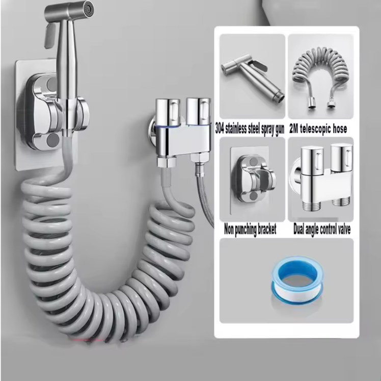 Handheld Toilet Bidet Douche Set met Handspuit – RVS, Zelfreinigend en Zonder Boren