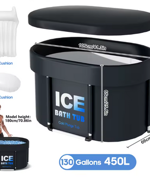 Ovale IJsbad Tub met Deksel – 450L Draagbaar Koudwaterbad voor Herstel