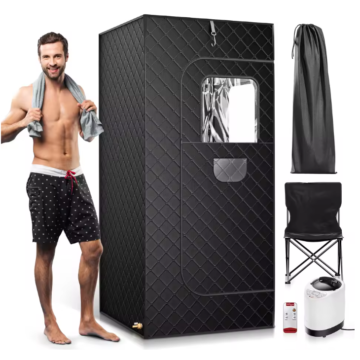 Volledige Lichaam Stoomsauna voor Thuis – 1000W Eenpersoons Sauna Set met Afstandsbediening