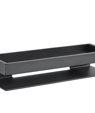 Wandgemonteerde Badkamerplank van Aluminium met RVS Stang – Mat Zwart