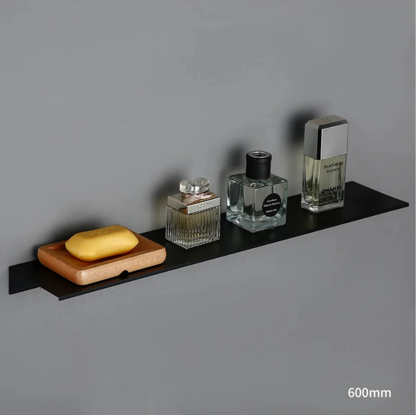 Wandgemonteerde Badkamerplank van Aluminium – Modern Opbergrek Mat Zwart
