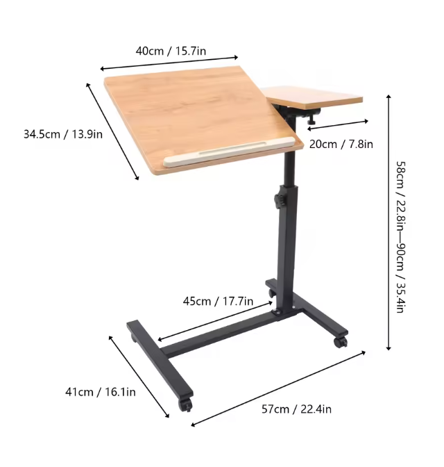 Verstelbaar Laptop- en Bedbureau met Wielen – Opklapbaar en Multifunctioneel