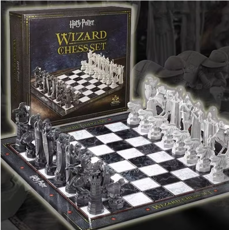 3D Tovenaar Schaakset van Hars – Decoratief Bordspel en Beeldhouwwerk