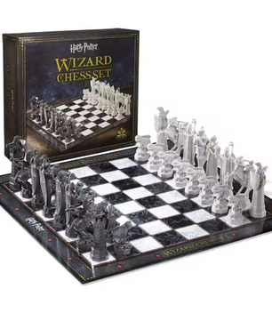 3D Tovenaar Schaakset van Hars – Decoratief Bordspel en Beeldhouwwerk