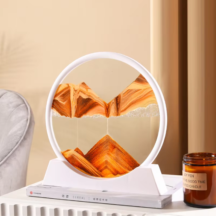 3D Bewegend Zandkunst Schilderij – Ronde Glazen Sandscape Decoratie