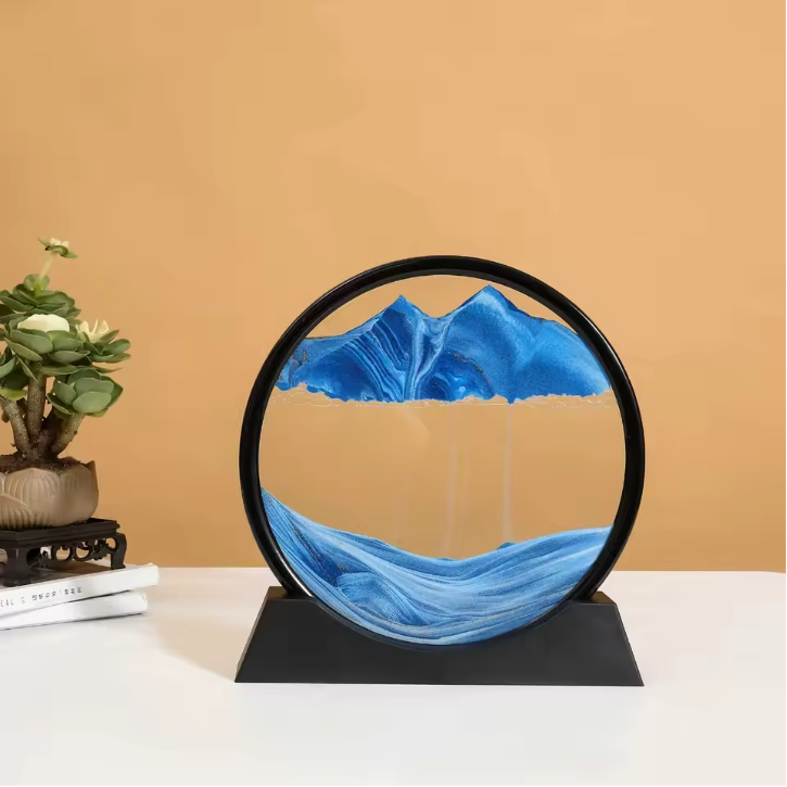 3D Bewegend Zandkunst Schilderij – Ronde Glazen Sandscape Decoratie
