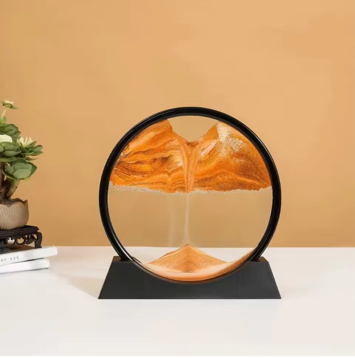 3D Bewegend Zandkunst Schilderij – Ronde Glazen Sandscape Decoratie